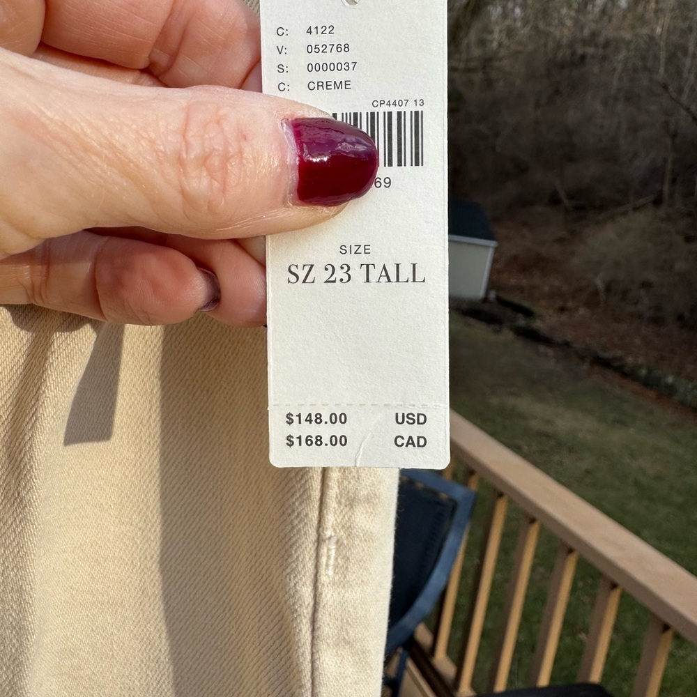 Pilcro Anthropologie Crop Pants/Jeans Size 23Tall Cream Back Tie Lace Up NWTS - Picture 4 of 9